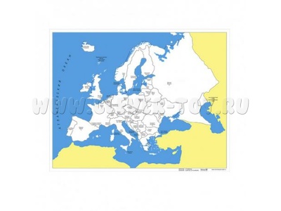 Контурная карта Европы - столицы