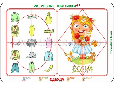 Разрезные картинки "Одежда 4+"