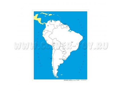 Контурная карта Южной Америки - столицы
