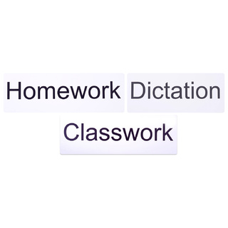 Магнитные карточки "Classwork" "Homework" "Dictation" (фон белый)