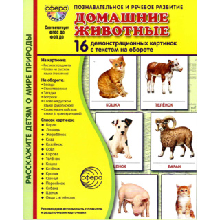 Демонстрационные картинки СУПЕР в папке. Домашние животные (16 шт.)